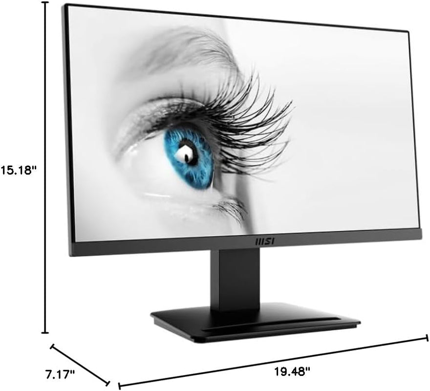 MSI PRO MP223, 22-Inch VA 1920 X 1080 (FHD) Computer Monitor, 100Hz, Adaptive-Synch, HDMI, Video Port, VESA Mountable, Less Blue Light, Tilt, 1Ms, Black