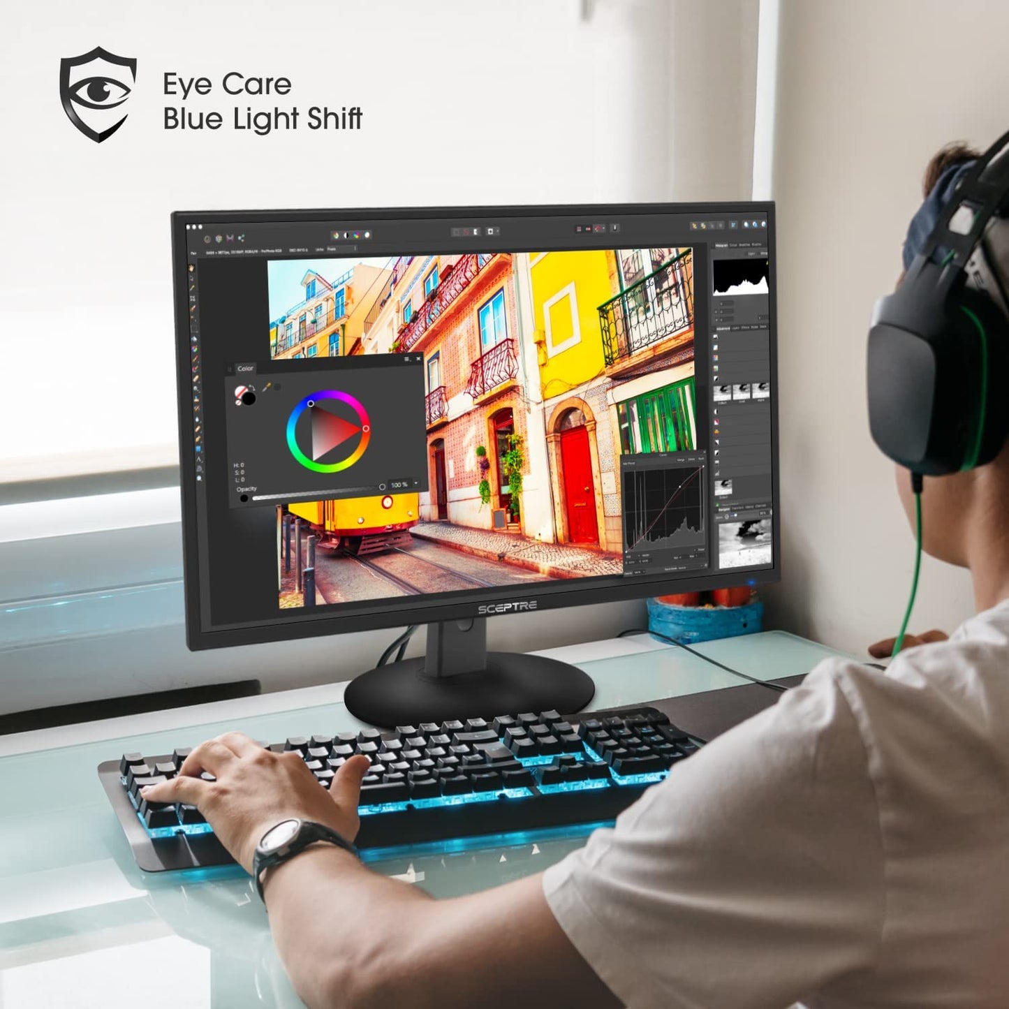 Sceptre 20" 1600X900 75Hz Ultra Thin LED Monitor 2X HDMI VGA Built-In Speakers, Machine Black Wide Viewing Angle 170° (Horizontal) / 160° (Vertical)