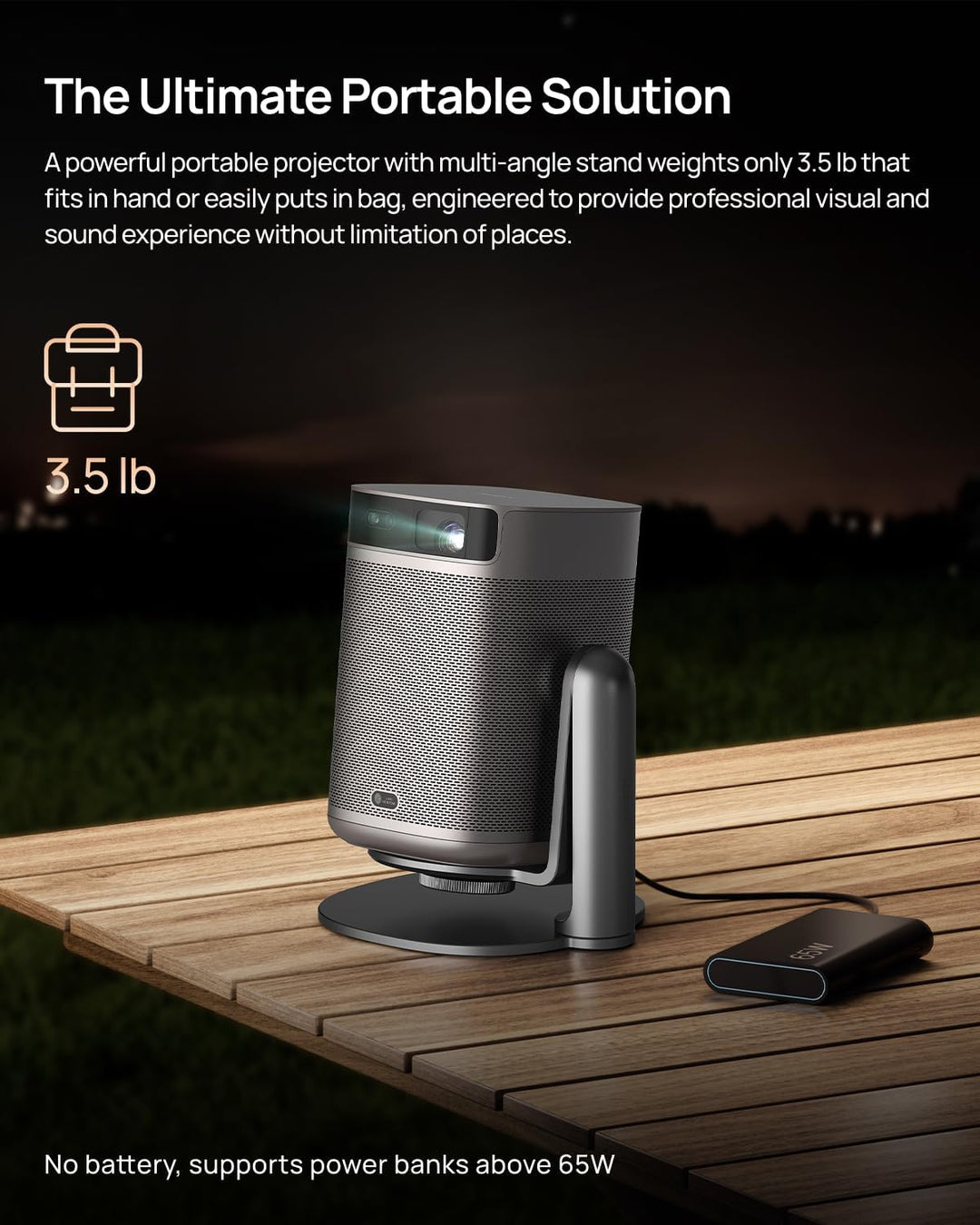 XGIMI Mogo 2 Pro 1080P Portable Projector with Multi-Angle Stand, Wifi and Bluetooth, Android TV 11.0, 400 ISO Lumens, ISA 2.0, Supports 4K, Auto Focus, Object Avoidance, and Screen Adaption