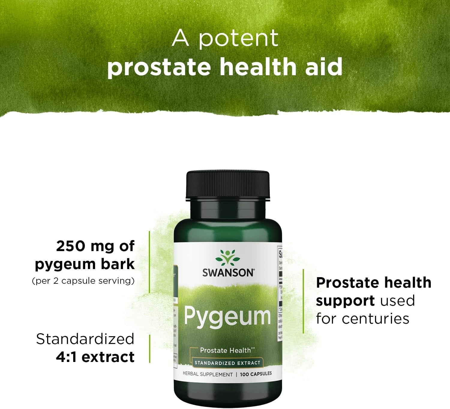 Swanson Pygeum - Herbal Supplement Promoting Male Prostate Health, Bladder, and Urinary Tract Health Support - Mens Health Supplement - (100 Capsules, 125Mg Each)