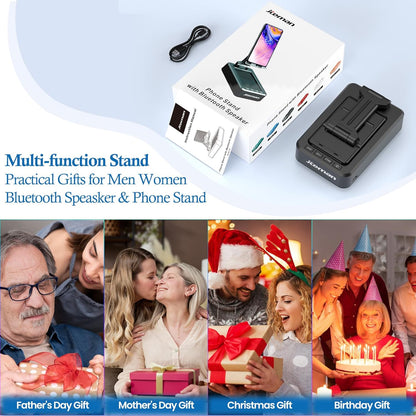 Cell Phone Stand with Wireless Bluetooth Speaker and Anti-Slip Base HD Surround Sound Perfect for Home and Outdoors with Bluetooth Speaker for Desk Compatible with Iphone/Ipad/Samsung Galaxy