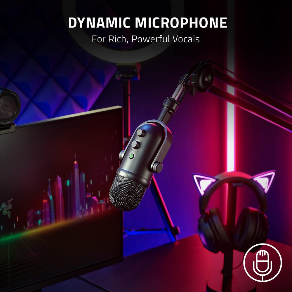 Razer Seiren V2 Pro USB Microphone for Streaming, Gaming, Recording, Podcasting on PC, Twitch, Youtube: High Pass Filter - Mic Monitoring and Gain Control - Built-In Shock Absorber and Mic Windsock