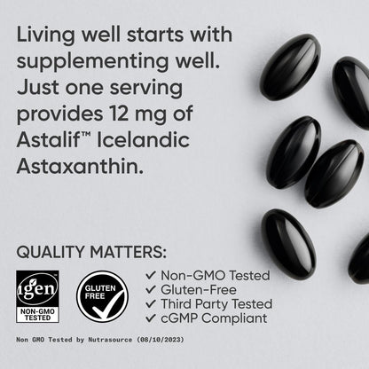 Sports Research Triple Strength Astaxanthin 12Mg with Organic Coconut Oil - Antioxidant Supplement, Non-Gmo Verified & Gluten Free - 60 Softgels
