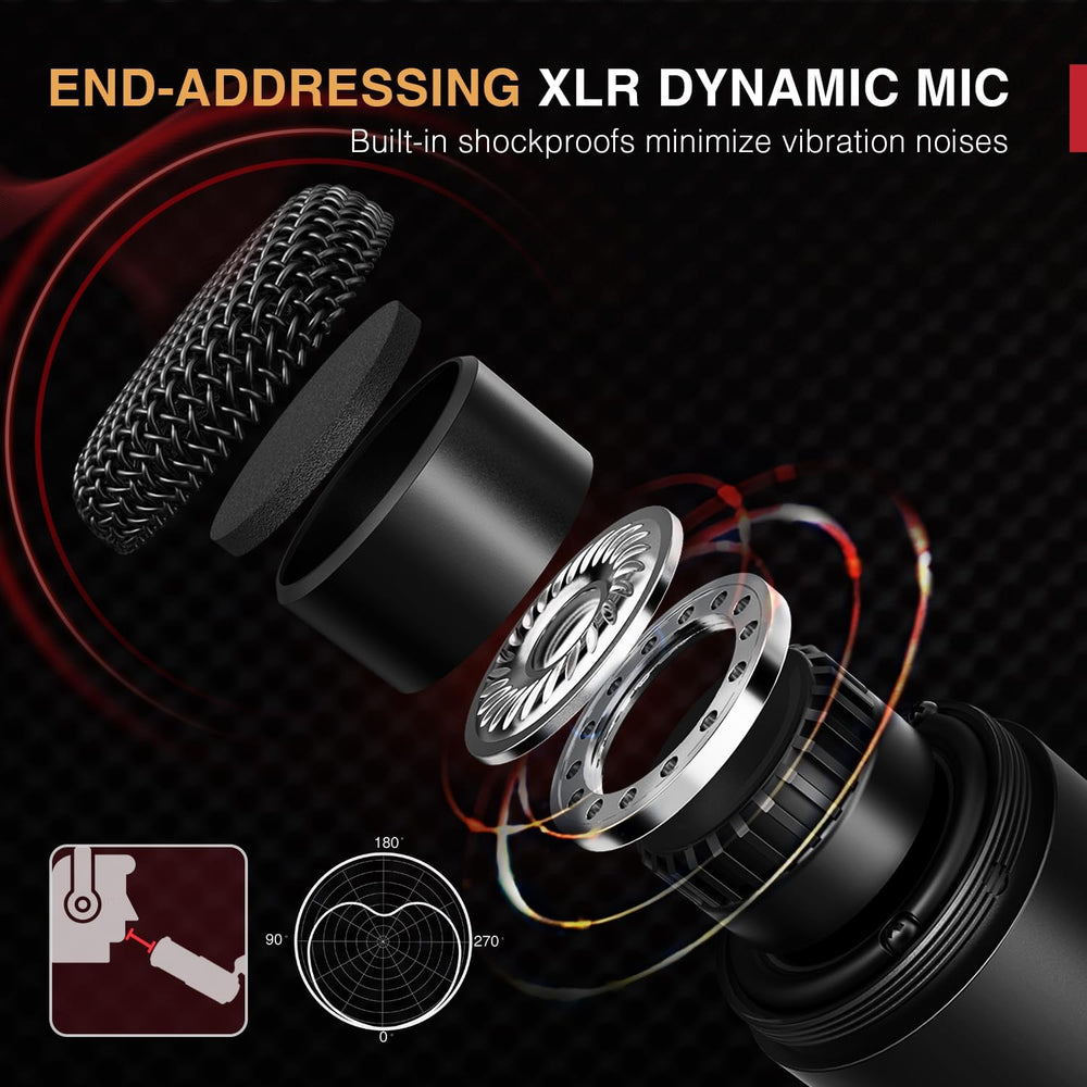FIFINE XLR Dynamic Microphone, Vocal Podcast Microphone with Cardioid Pattern, Studio Metal Mic for Streaming Voice-Over Dubbing Video Recording, Black-K669D