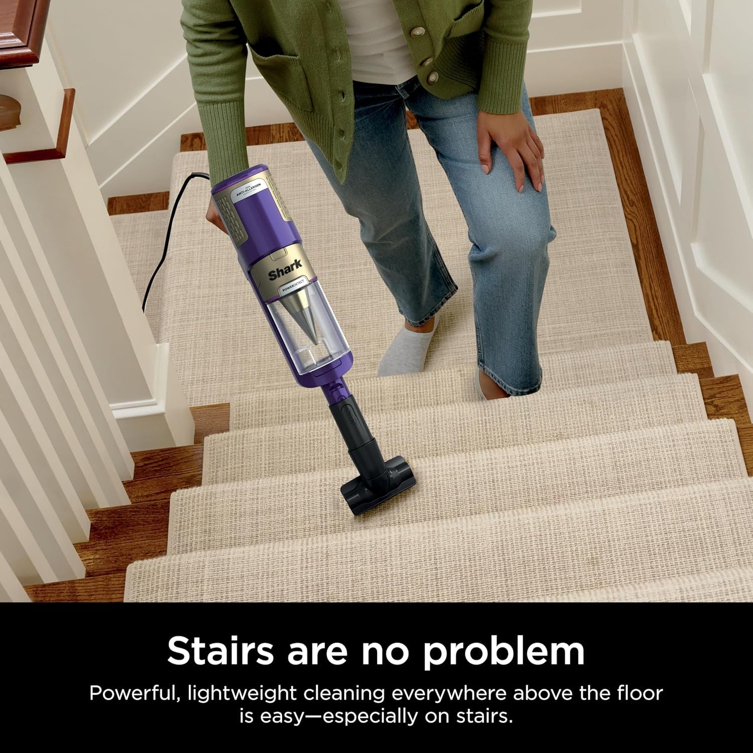 Shark POWERDETECT Ultra-Light Corded Stick Vacuum with Duoclean Technology, Self-Cleaning Brushroll for No Hair Wrap, Anti-Allergen Complete Seal, and Odor Neutralizer Technology, HZ4002