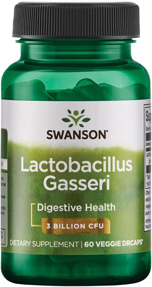 Swanson Lactobacillus Gasseri - Probiotic Supplement Supporting Digestive Health with 3 Billion CFU - Design-Release Satiety & Fat Metabolism Support - (60 Veggie Capsules)