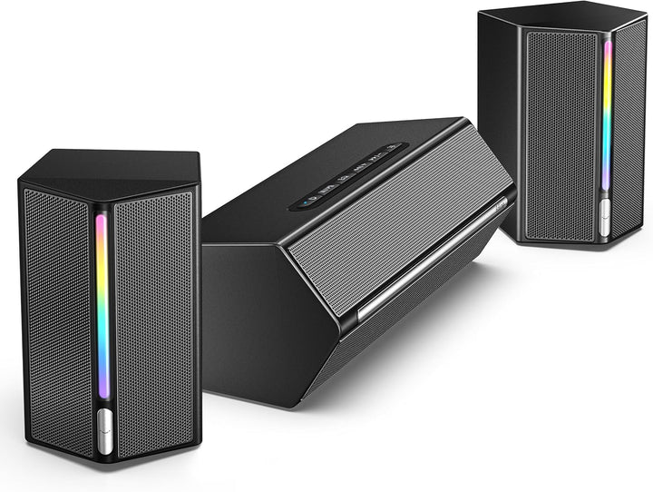FIFINE Computer Speakers System with Subwoofer, Gaming Speaker for PC with RGB, Volume Control, Monitoring, 3.5Mm Aux Input, AC Powered Speakers for Desktop Mobile Tv-Ampligame A22