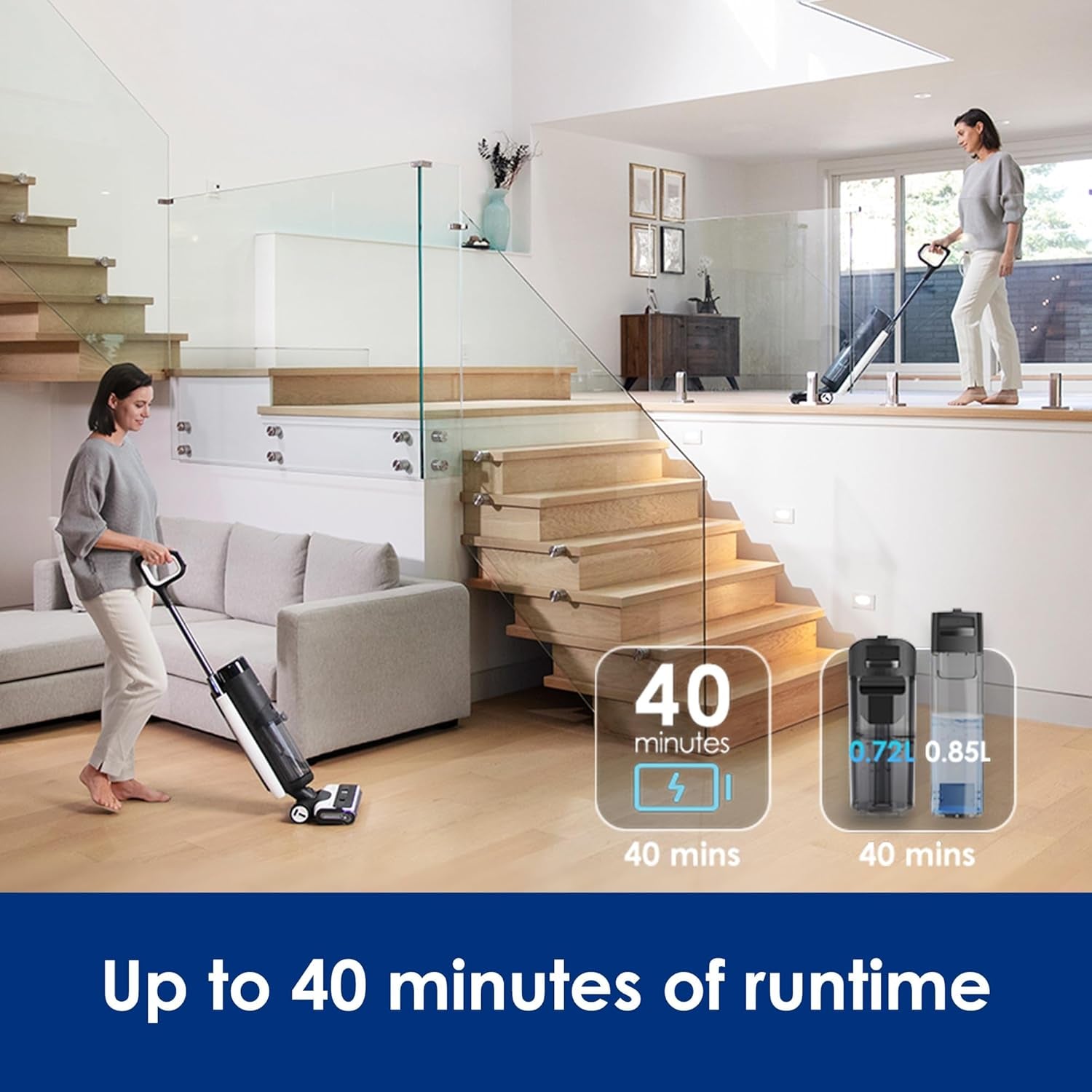 Tineco FLOOR ONE S7 Flashdry Smart Cordless Wet Dry Vacuum Cleaner, Long Runtime, Great for Sticky Messes, Self-Cleaning, 158℉Hot Air Flashdrying, Dual-Sided Edge Cleaning, Extended Battery Lifespan