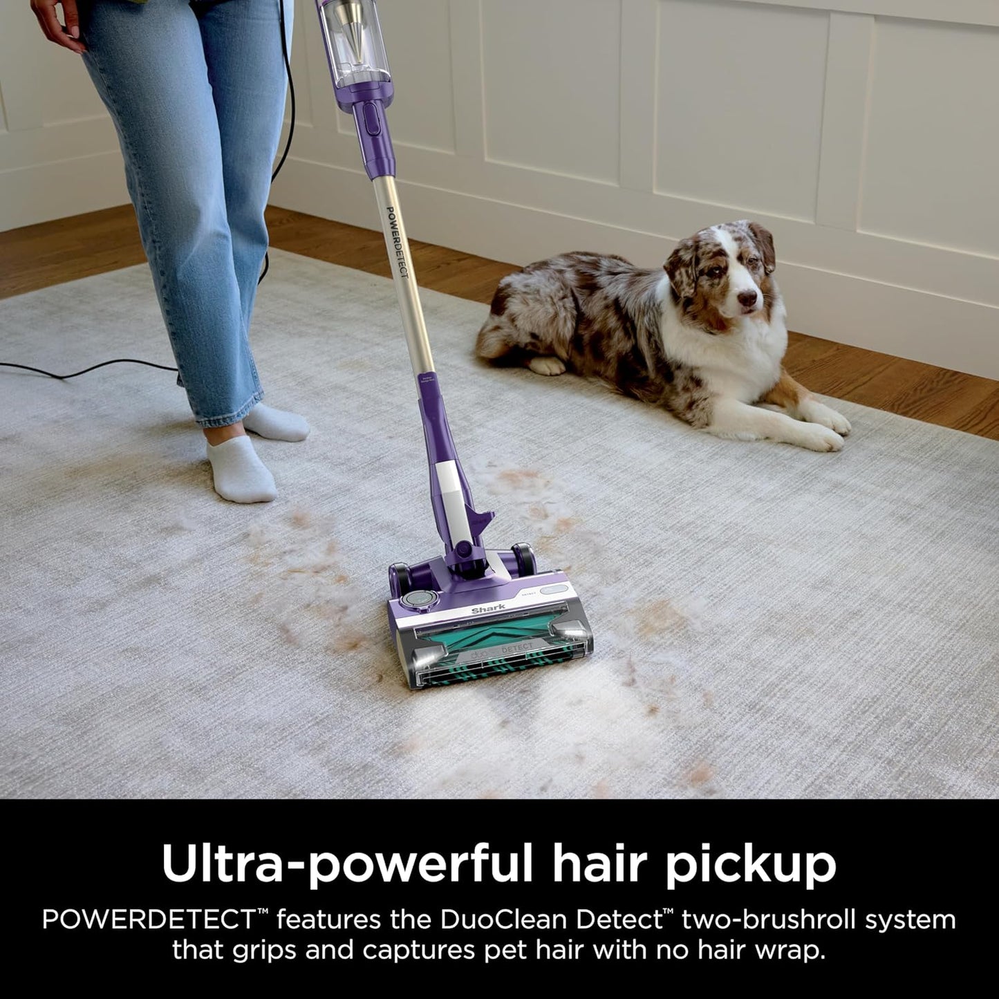 Shark POWERDETECT Ultra-Light Corded Stick Vacuum with Duoclean Technology, Self-Cleaning Brushroll for No Hair Wrap, Anti-Allergen Complete Seal, and Odor Neutralizer Technology, HZ4002