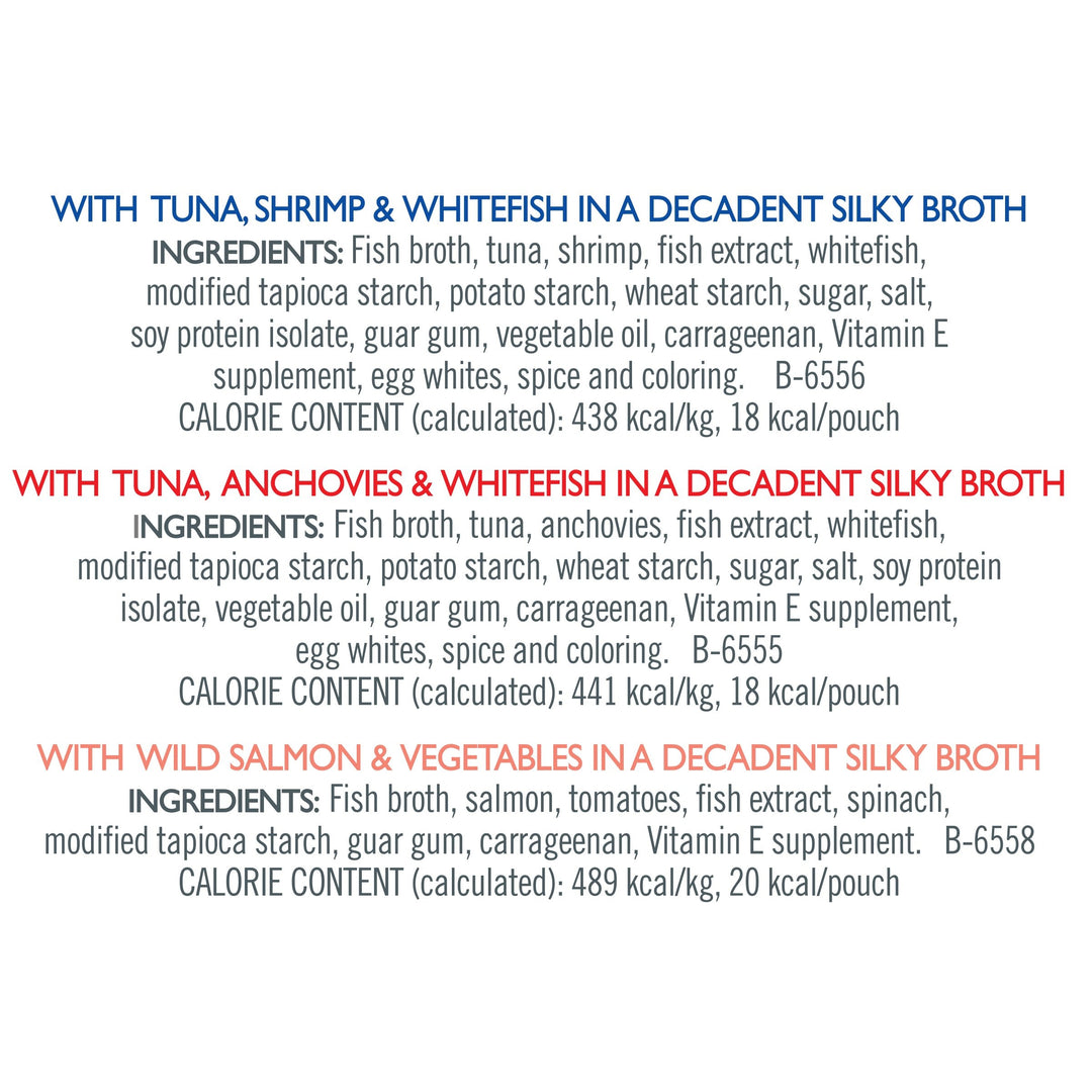 Comida humeda Purina Fancy Feast Broths mariscos 12 sobres