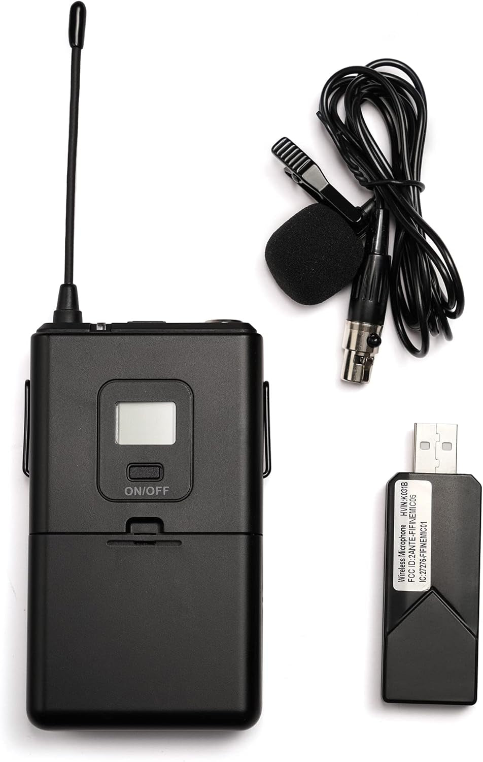 FIFINE Wireless Microphones for Computer, USB Wireless Microphone System for PC and Mac, Headset UHF System with USB Receiver,Transmitter, Headset and Clip Lavalier Lapel Mic-K031B