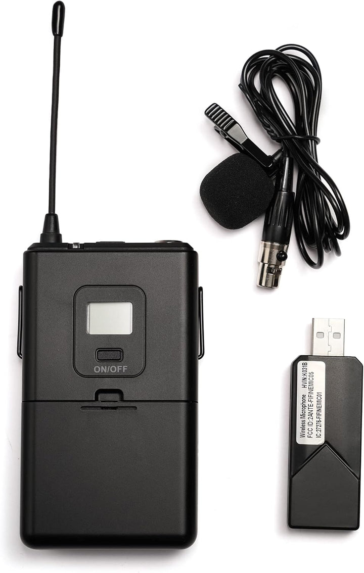 FIFINE Wireless Microphones for Computer, USB Wireless Microphone System for PC and Mac, Headset UHF System with USB Receiver,Transmitter, Headset and Clip Lavalier Lapel Mic-K031B