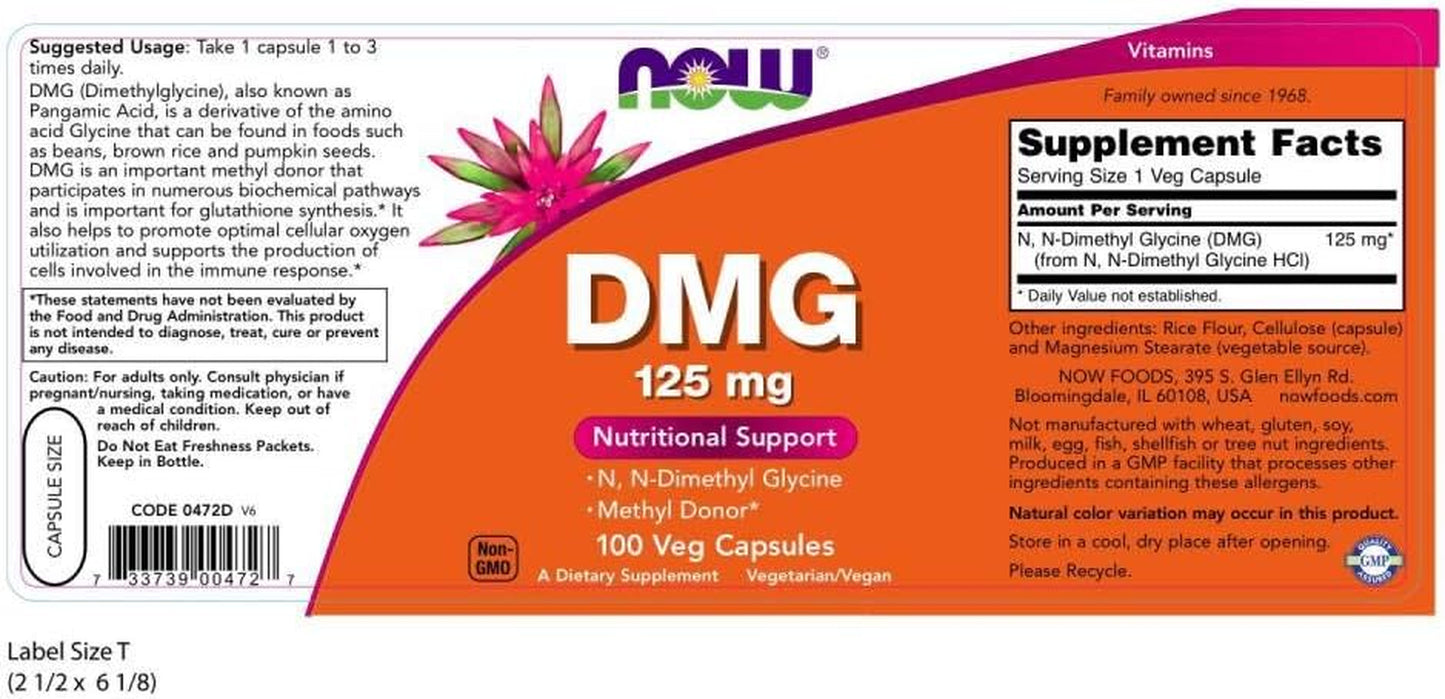 Now Foods - DMG 125 Mg 100 Caps (Pack of 3)