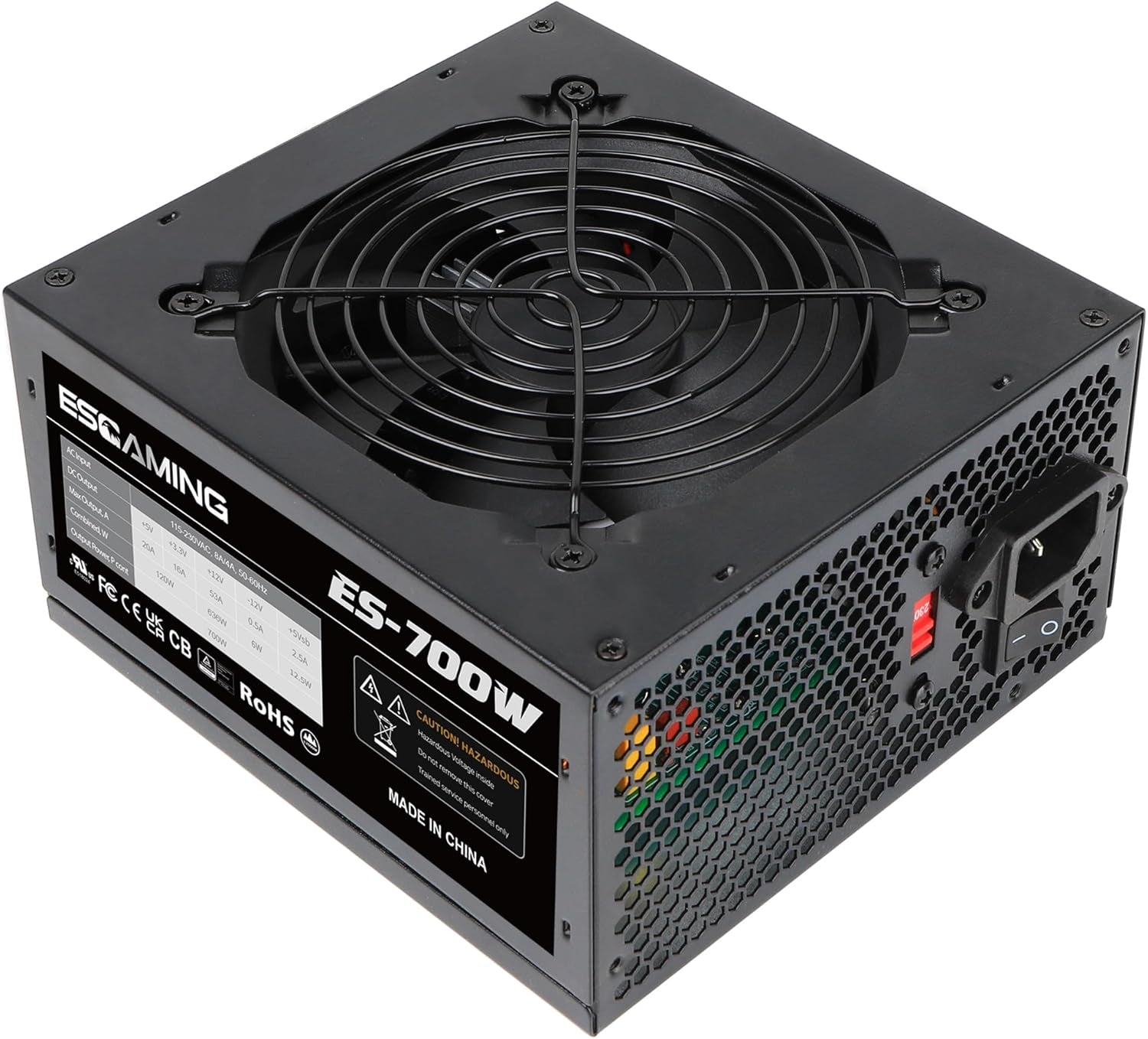 700W ATX Power Supply Non Modular PSU with 4+4 Pin Connectors Auto-Thermally Controlled 120Mm Fan, 115/220V Switch