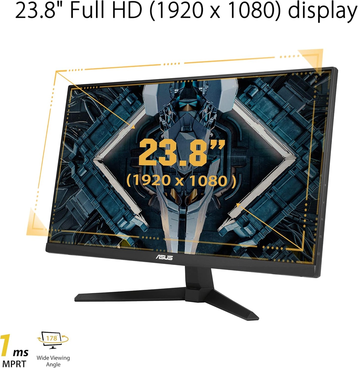 ASUS TUF Gaming 23.8” 1080P Monitor (VG247Q1A) - Full HD, 165Hz (Supports 144Hz), 1Ms, Extreme Low Motion Blur, Adaptive-Sync, Freesync Premium, Shadow Boost, Speakers, Eye Care, HDMI, Displayport