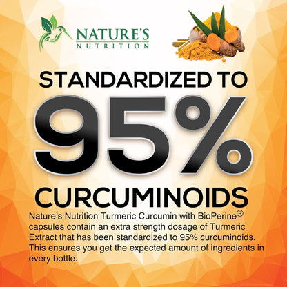 Turmeric Curcumin Supplement with Bioperine 95% Curcuminoids 2600Mg with Black Pepper for Best Absorption, Bottled in USA, Best Natural Vegan Joint Support, Nature'S Non-Gmo Tumeric - 240 Capsules