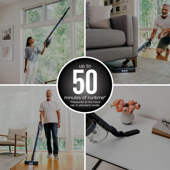 Shark Cordless Vacuum Cleaner with HEPA Filter, Lightweight, Portable, Rechargeable, Powerful Pet Hair Pickup, Removable Handheld, Crevice Tool, Dusting Brush, 50-Min Runtime, Blue, IZ363HT