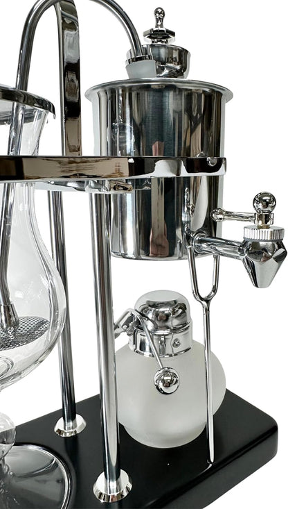 Nispira Belgium Royal Family Balance Syphon Unique Gravity Vintage Coffee Maker Vacuum Brewing System Silver 500 Ml
