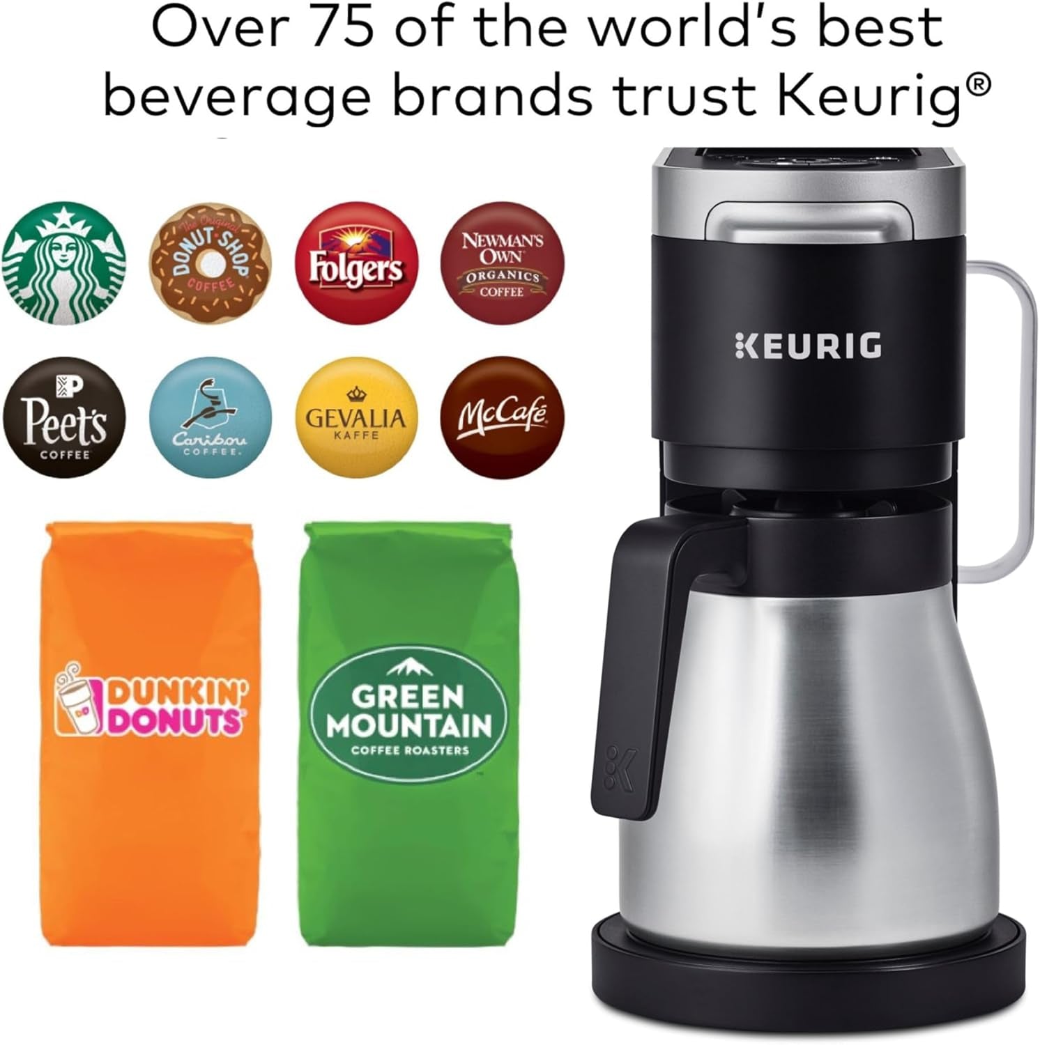 Keurig K-Duo plus Single Serve & Carafe Coffee Maker, Multi-Position 60Oz Removable Reservoir, Programmable Auto Brew Carafe, Black