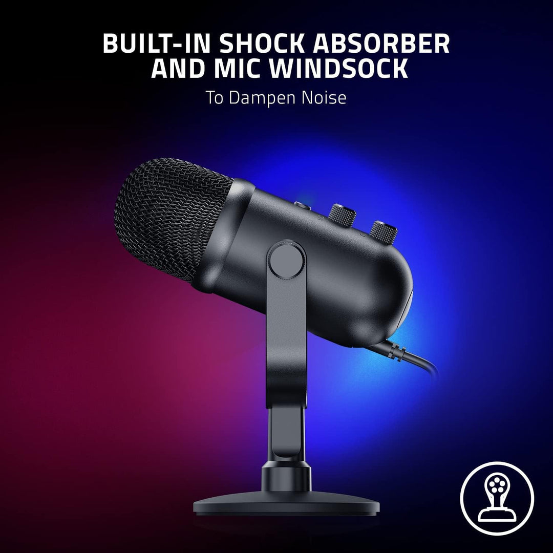 Razer Seiren V2 Pro USB Microphone for Streaming, Gaming, Recording, Podcasting on PC, Twitch, Youtube: High Pass Filter - Mic Monitoring and Gain Control - Built-In Shock Absorber and Mic Windsock