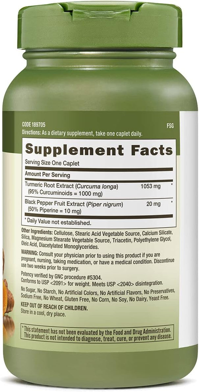 GNC Herbal plus Turmeric Curcumin 1000Mg Extra Strength, 120 Caplets, Provides Antioxidant Support