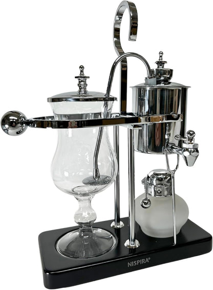Nispira Belgium Royal Family Balance Syphon Unique Gravity Vintage Coffee Maker Vacuum Brewing System Silver 500 Ml