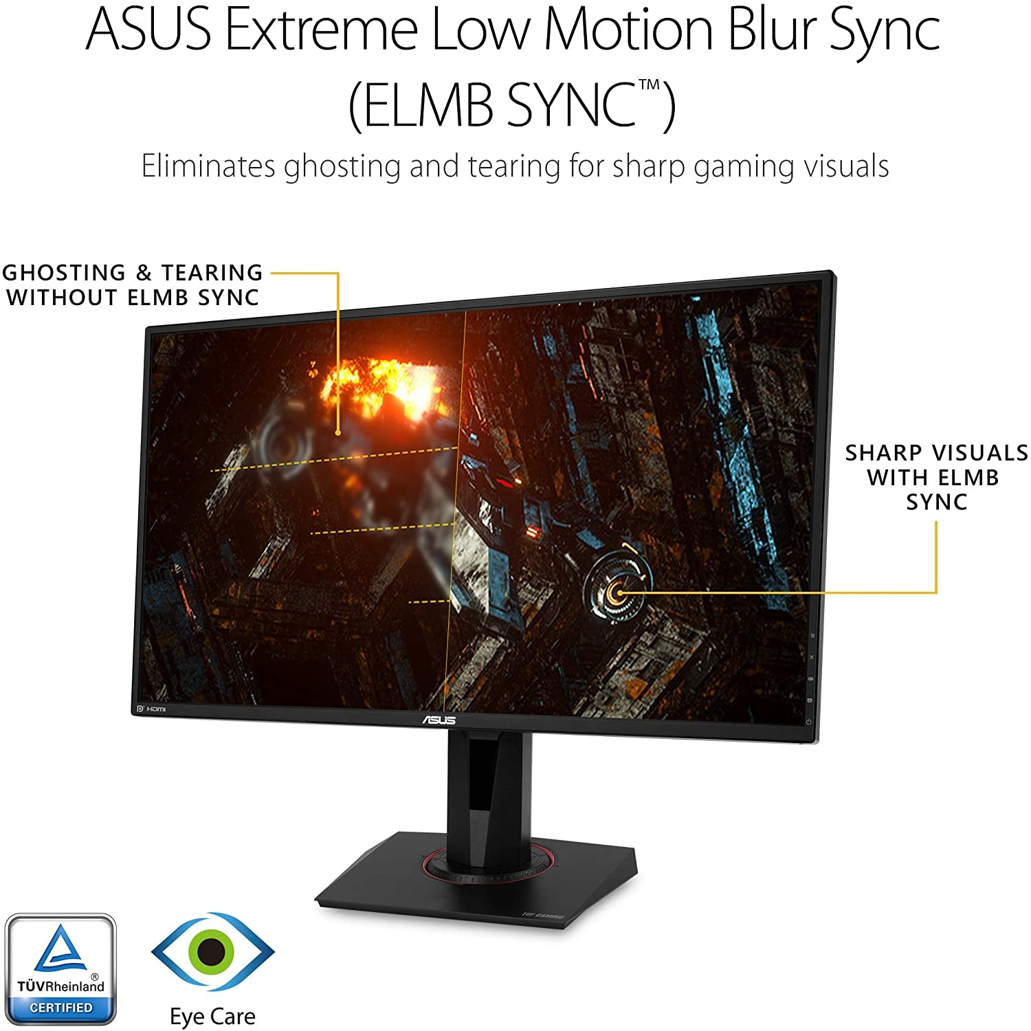 ASUS TUF Gaming 27" 2K HDR Gaming Monitor (VG27AQ) - QHD (2560 X 1440), 165Hz (Supports 144Hz), 1Ms, Extreme Low Motion Blur, Speaker, G-SYNC Compatible, VESA Mountable, Displayport, HDMI ,Black