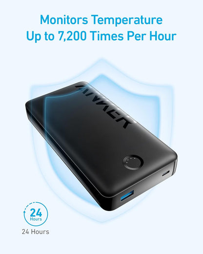 Anker Portable Charger, 20,000Mah Power Bank, Battery Pack with 2-Port, 15W High-Speed Charging for Iphone 15/15 Plus/15 Pro/15 Pro Max, 14/13/12 Series, Samsung Galaxy, and More (Black)
