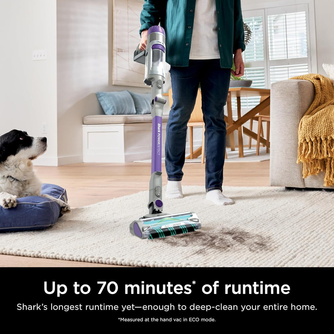 Shark Cordless Vacuum Cleaner with HEPA Filter, Powerdetect Clean & Empty, Powerful Suction, Portable, Rechargeable, Lightweight Stick Vacuum for Pet Hair, Carpets & Hardfloor, Grey/Purple, IP1251