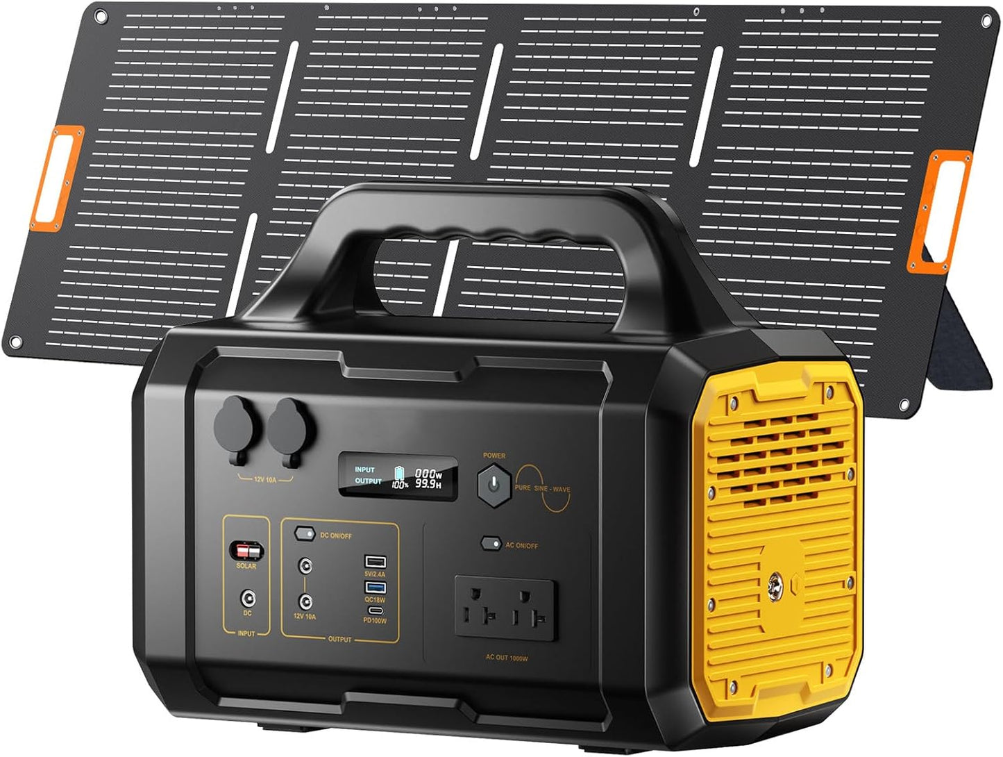 Solar Generator 1024Wh Portable Power Station with Solar Panel Included, Solar Powered Generator Lifepo4 (LFP) Battery with 120V AC Outlet for RV Camping Outdoor Home Emergency Backup, Fast Charging