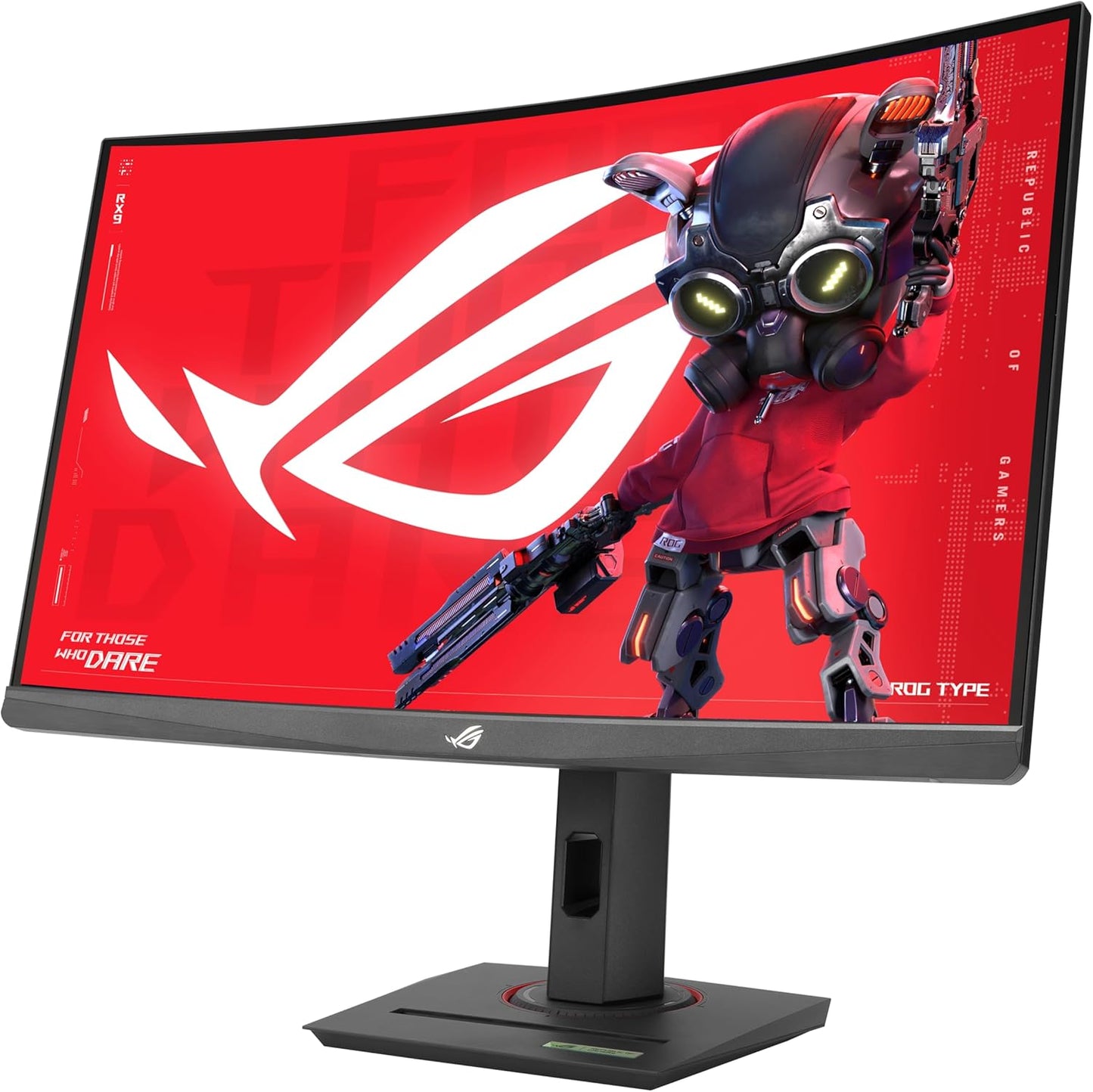 ASUS ROG Strix 27” 1440P HDR400 USB-C Curved Gaming Monitor (XG27WCS) - QHD (2560 X 1440), 180Hz, 1Ms, Fast VA, 125% Srgb, DCI-P3 95%, ELMB Sync, Freesync, Displaywidget, Tripod Socket, 3Yr Warranty