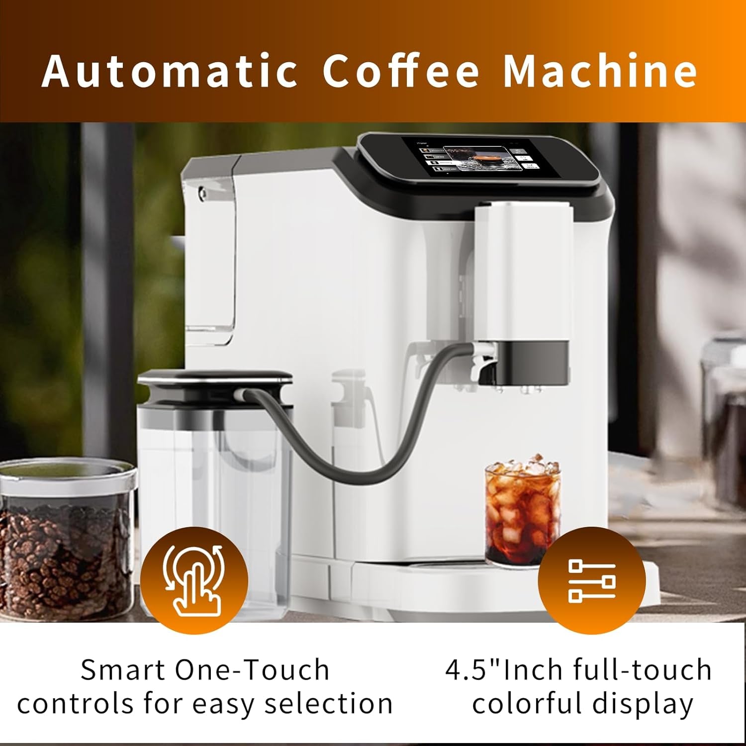 Mcilpoog WS-D5 Pro Fully Automatic Espresso Machine | 12 Drinks, Wi-Fi Enabled, Adjustable Coffee Powder, Liquid Volume & Temperature, 20 Bar Pressure, Automatic Cleaning, Super Automatic Coffee Maker