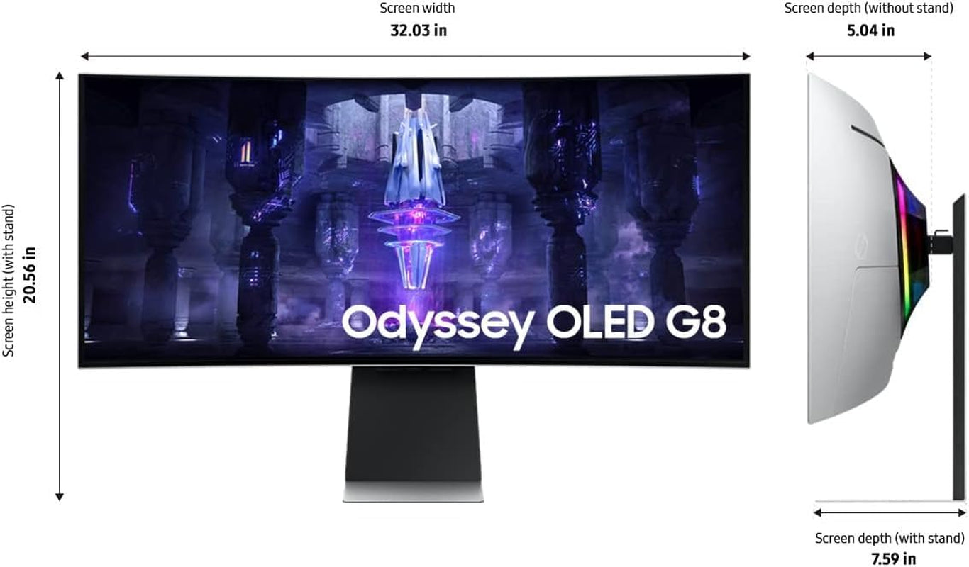 SAMSUNG 34" Odyssey G85SB Series QD-OLED Ultra WQHD Curved Gaming Monitor, 175Hz, 0.03Ms, Displayhdr True Black 400, AMD Freesync Premium Pro, Advanced Game Streaming, LS34BG850SNXZA, 2023