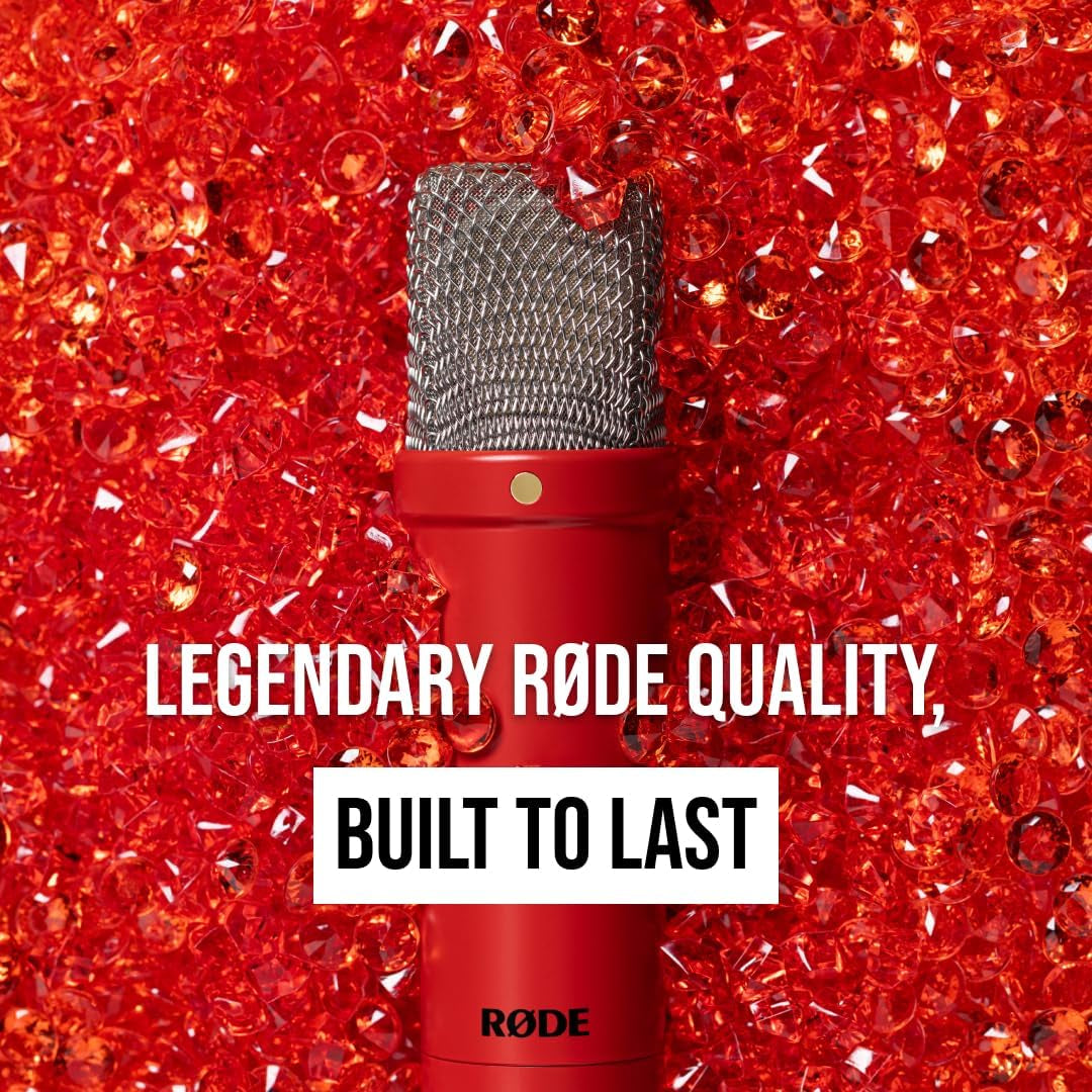 RØDE NT1 Signature Series Large-Diaphragm Condenser Microphone with Shock Mount, Pop Filter and XLR Cable for Music Production, Vocal Recording, Streaming and Podcasting (Red)