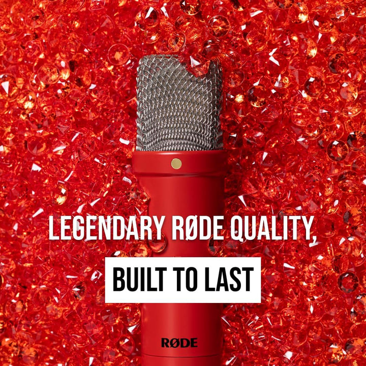 RØDE NT1 Signature Series Large-Diaphragm Condenser Microphone with Shock Mount, Pop Filter and XLR Cable for Music Production, Vocal Recording, Streaming and Podcasting (Red)