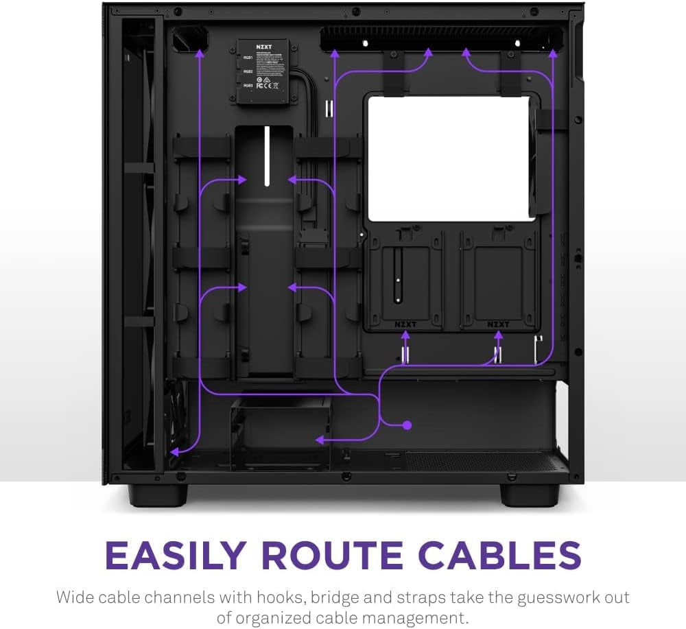 NZXT H7 Elite - CM-H71EB-02 - ATX Mid Tower PC Gaming Case - Front I/O USB Type-C Port - Quick-Release Tempered Glass Side Panel - Black (2023)