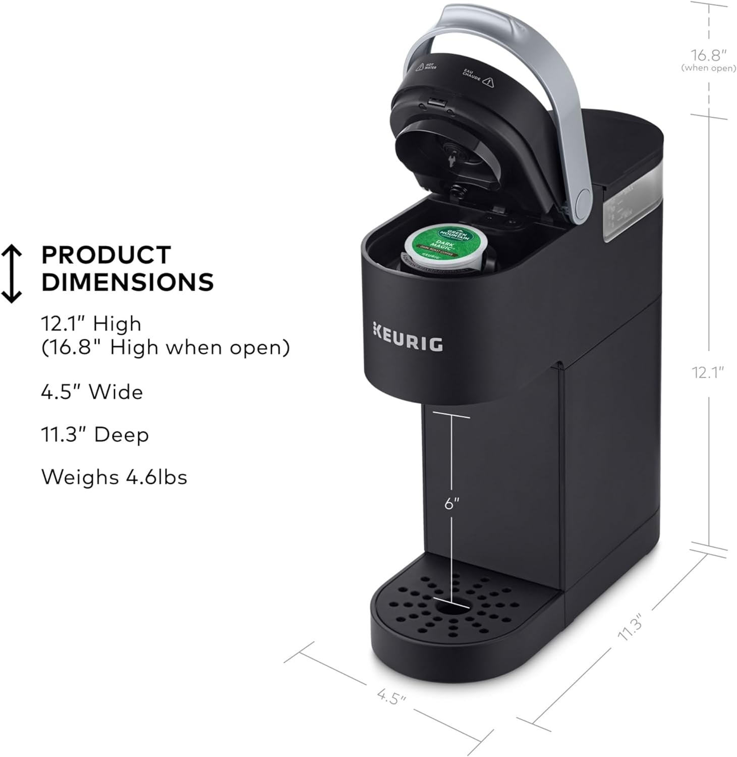 Keurig K-Mini Single Serve K-Cup Pod Coffee Maker, 6 to 12Oz Brew Size, with Cord Storage, Perfect for Small Spaces, Black