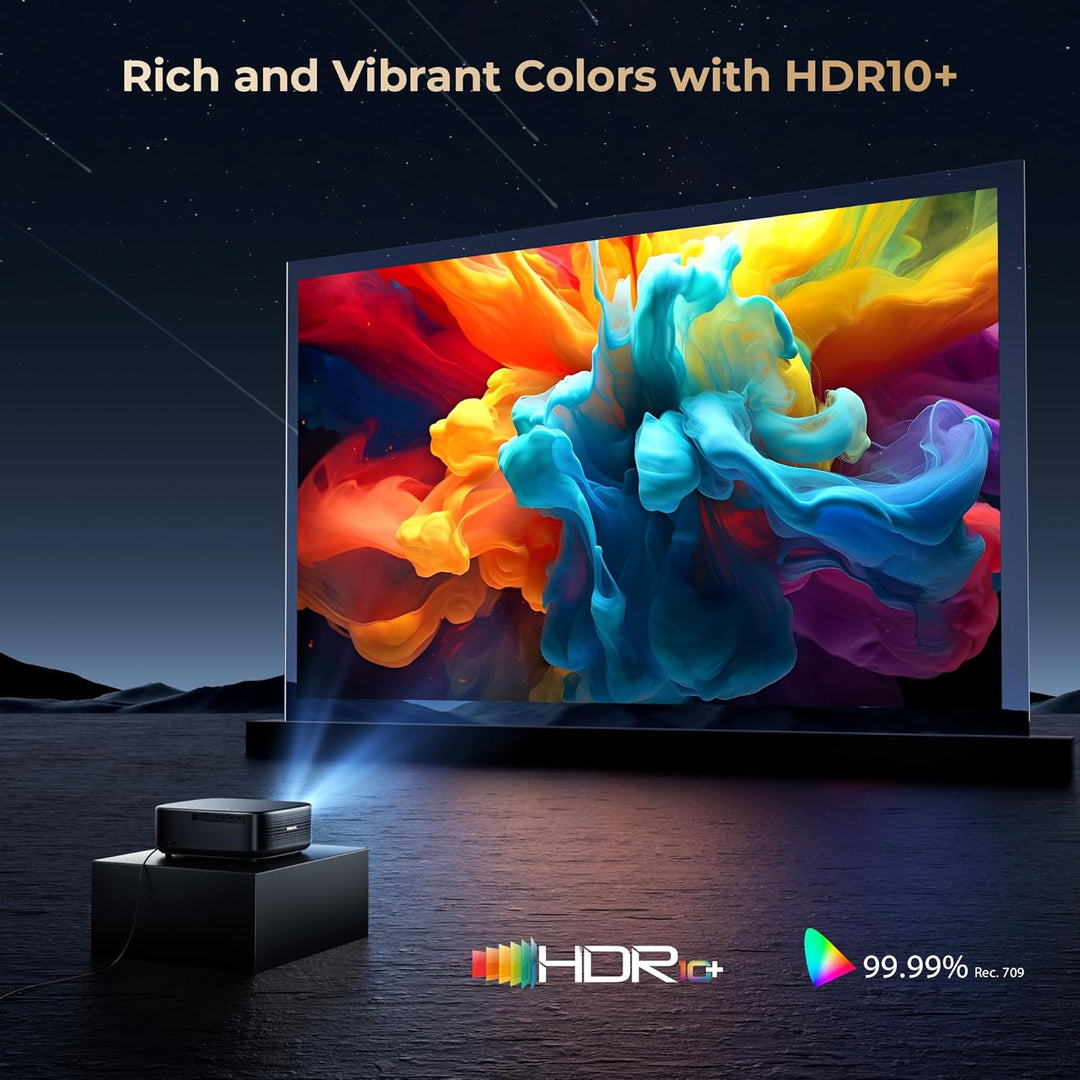 [1000 ANSI & Audio by DBX-TV] Alvar 4K Projector with Wifi 6 and Bluetooth, Netfiix Certified & Doiby Audio, Auto Focus and Auto Keystone Native 1080P Smart Projector with HDR10+, 30W Speakers, Black