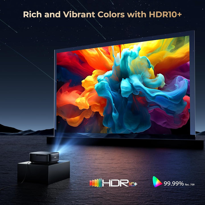 [1000 ANSI & Audio by DBX-TV] Alvar 4K Projector with Wifi 6 and Bluetooth, Netfiix Certified & Doiby Audio, Auto Focus and Auto Keystone Native 1080P Smart Projector with HDR10+, 30W Speakers, Black