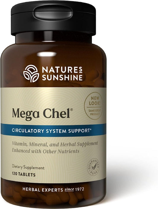 Nature'S Sunshine Mega-Chel, 120 Tablets, Complete Vitamin with Powerful Antioxidants, Herbs, Vitamins, Minerals, and Amino Acids That Support the Circulatory System