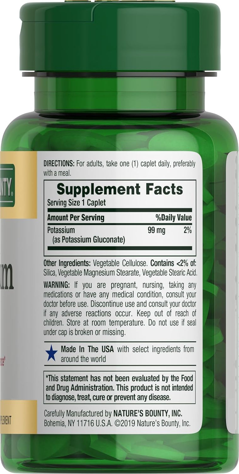 Nature'S Bounty Potassium, Supports Fluid Balance, Dietary Supplement, 99 Mg, 100 Caplets