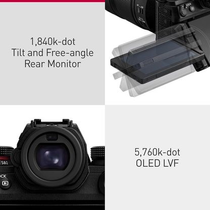Panasonic LUMIX S1RII Full Frame Mirrorless Digital Camera, Hybrid Model Featuring a 44.3MP Full-Frame Sensor and Lumix'S First-Ever 8K Video Recording - DC-S1RM2