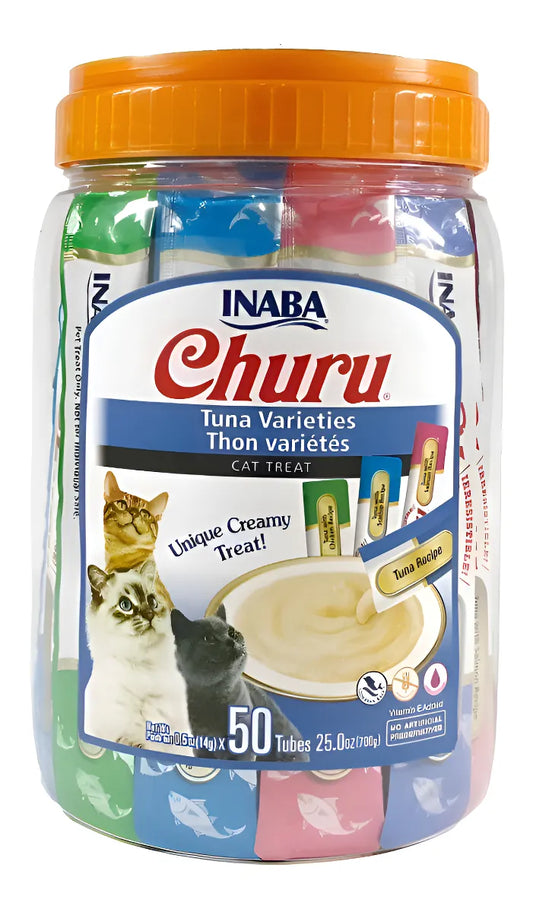 Inaba Churu Variedades de Atún – Snack Cremoso para Gatos (50 tubos)