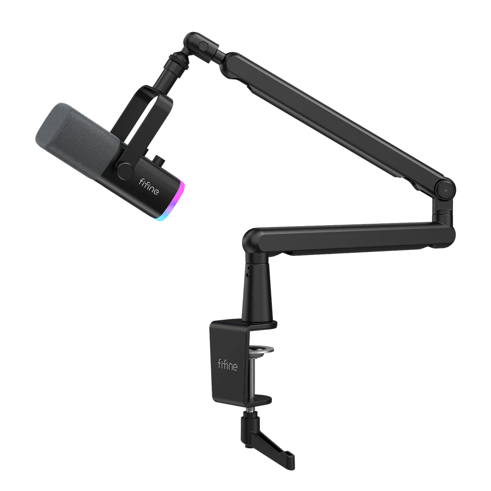 Kit Profesional FIFINE - Micrófono Dinámico AM8 + Brazo de Perfil Bajo BM88