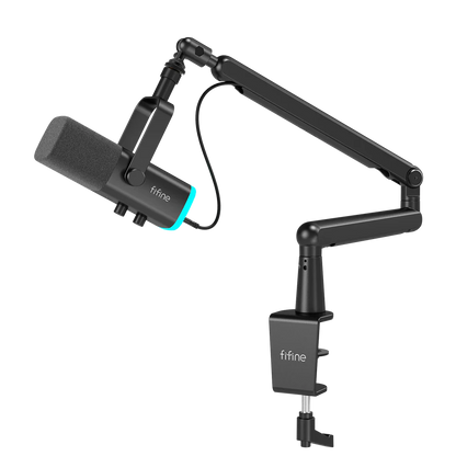 Kit Profesional FIFINE - Micrófono Dinámico AM8 + Brazo de Perfil Bajo BM88