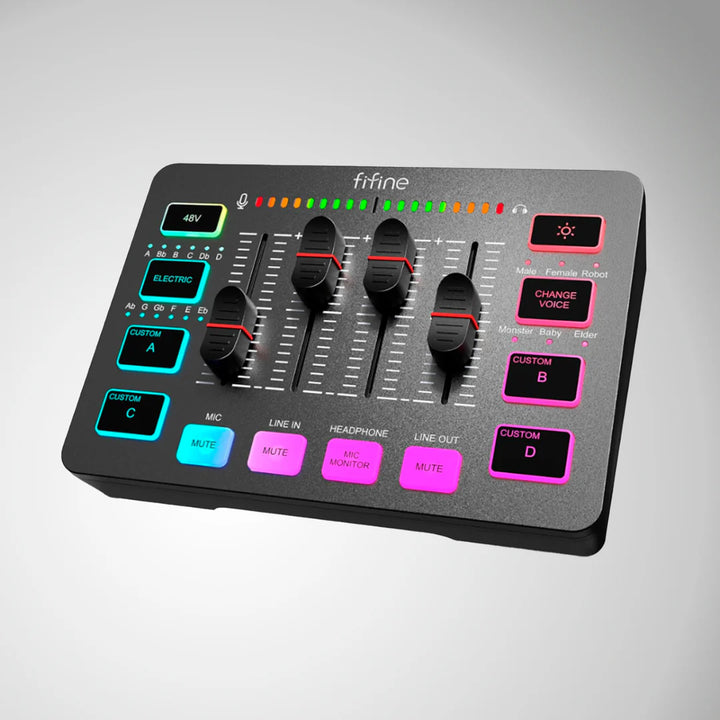 Interfaz de Audio y Tarjeta de Sonido Fifine AmpliGame SC3 para Streaming