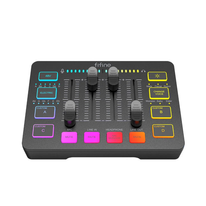 Interfaz de Audio y Tarjeta de Sonido Fifine AmpliGame SC3 para Streaming