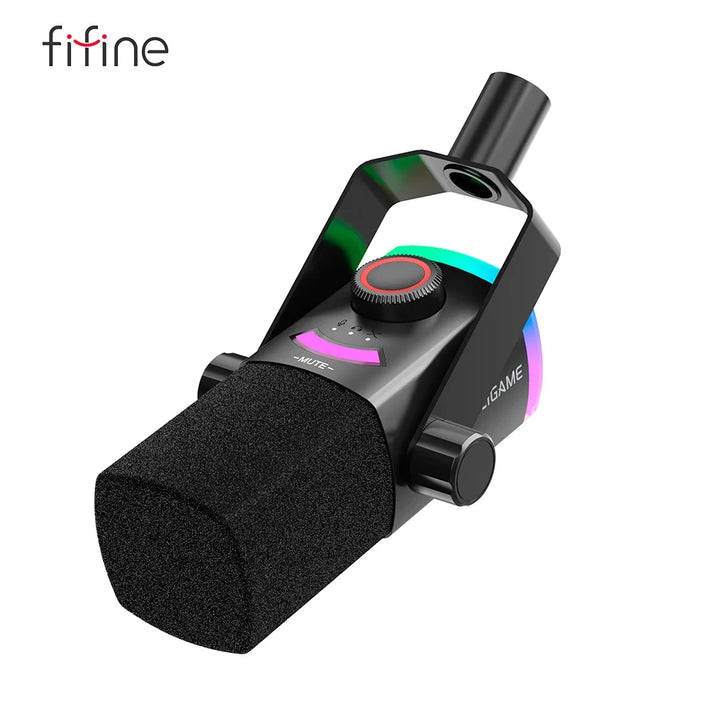 Kit Micrófono Dinámico Híbrido FIFINE AM8 PRO T de 24-bit con Brazo RGB