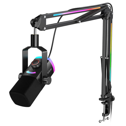 Kit Micrófono Dinámico Híbrido FIFINE AM8 PRO T de 24-bit con Brazo RGB