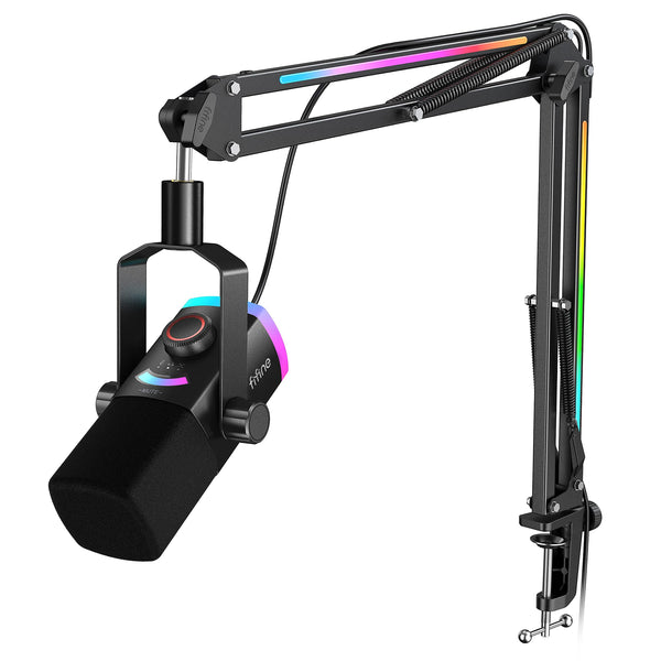 Kit Micrófono Dinámico Híbrido FIFINE AM8 PRO T de 24-bit con Brazo RGB